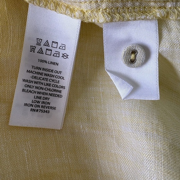 Sigrid Olsen 100% Linen Pale Yellow Size L V Neck Beach Swim Cover Up Pool - Picture 8 of 11